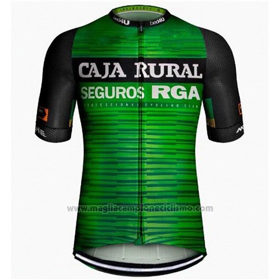 2019 Abbigliamento Ciclismo Caja Rural Verde Nero Manica Corta e Salopette
